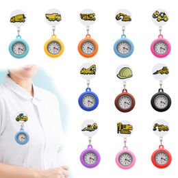 Party Favor Excavator 12 Clip Pocket Watches Nurse Quartz Watch Brooch Retractable Digital Fob Clock Gift On Easy To Read Alligator Me Ot0Sb