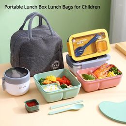Dinnerware Microwavable Japanese Portable Lunch Box Bags For Children School Office Bento With Tableware Thermal Bag Complete