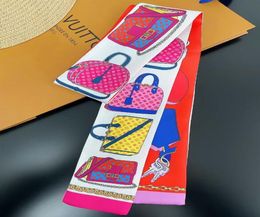 23style Fashion Brand Designer Letters Print Bags Silk Scarves Women Plaid Handle Muffler Wallet Purse Handbag Paris Shoulder Tote1819612