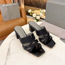Diamond sandals! Women's high quality designer shoes fashion shiny Rhinestone leather high heels slippers luxury show party dress shoe beach flip flops