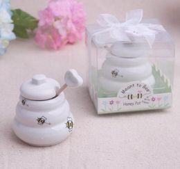 100 pcs Ceramic Meant to Bee Honey Jar Honey Pot Wedding Favours Baby shower Favours SN8023555060