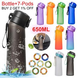 Water Bottles 650ML Flavoured Bottle With 7 Flavour Pods Scent Up Portable Reusable Air Drink Cup Outdoor Sports
