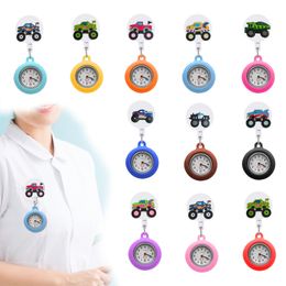 Cat Toys Truck 9 Clip Pocket Watches Sile Brooch Fob Medical Nurse Watch Retractable Badge Reel Hanging Quartz For Nurses Women Drop D Otvta