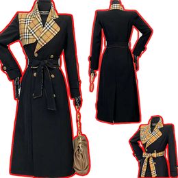 Odefinierad designer Long Trench Coat B Brand Lattice Högkvalitativa kläder Amerikanska jackor Bomull Autumn och vinterkläder broderad jacka 2024 Parker Coats