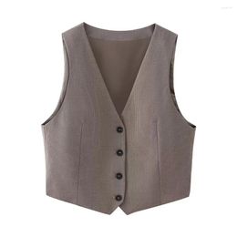 Women's Vests Zach Ailsa 2024 Spring Product Fashion Slim Fit Versatile V-neck Single Breasted Fine Striped Suit Tank Top