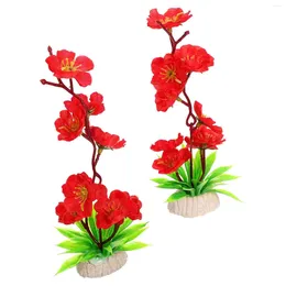 Dinnerware Sets 2 Pcs Decorative Flowers Sushi Plate DIY Ornament Artificial Plastic Supply Sashimi Embellishment Plants