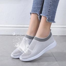 Fitness Shoes Patchwork Plus Size Women Sneakers Stretch Fabric Socks Ladies Fashion Vulcanize Slip On Flat Female Casual Shoe
