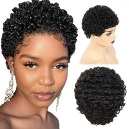 Party Decoration Women Trendy Short Curly Hair Wig Headgear Natural Color Afro Wigs Pixie Cut Human Head Cover Brazilian