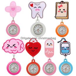 Party Favour Cartoon Felts Medical S Heart Retractable Hospital Medicine Nurse Doctor Clip Fob Pocket Watches Gifts Hang Clock Drop Del Ot6Nv