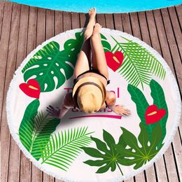 Towel Fashion Flower Plant Parrot Pattern Round Beach With Tassels Microfiber 150cm Picnic Blanket Mat Tapestry ST1008