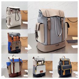 New designer coache men women fashion book bag classic old flowers Drawstring clip open close jacquard leather schoolbag backpack
