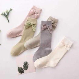 Kids Socks Baby girl knee high with a bow baby princess socks cute baby socks long tube childrens legs warm Colours 1-6YL2405