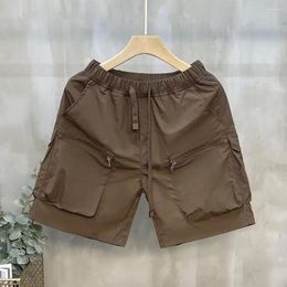 Men's Shorts Daily Men Elastic Waist Quick Dry Cargo With Zipper Pockets Drawstring Lightweight
