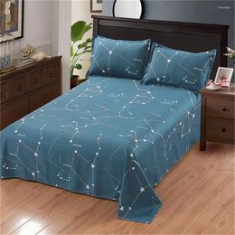 Bedding Sets Cotton Fashion Coverlet Soft Printed Blue Golden Double-sided Constellations Pillowcases Flat Bed Sheet 3pcs