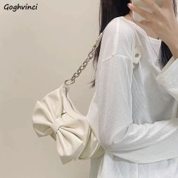 Bags White Shoulder Bags Women Big Bowknot Sweet Lovely Girls Kawaii Handbags Underarm Cloud Luxury Designer Brand Ins Korean Vintage