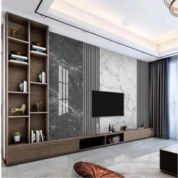 Wallpapers Custom Classic Wallpaper For Walls Simple Gray Marble 3d Murals Living Room