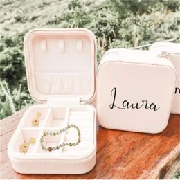 Party Favor Custom Name Jewelry Box Valentine Gift Proposal Boxes Honeymoon Elegant Ring Travel Jewellery Case Girls