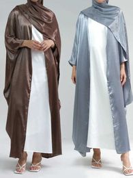 Ethnic Clothing Morocco Dress Silky Abaya for Women Maxi Abayas Long Bat Slve Robe India Caftan Dubai Turkey Longue Vestidos Largo Abayas T240515
