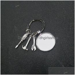 Keychains & Lanyards Sublimation Blank Graduation For Fathers Day Key Ring Heat Transfer Printing Diy Materials Factory Drop Delivery Dh4Di