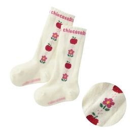 Kids Socks Childrens socks autumn and winter cartoon flower apple embroidered long socks baby girl tube socksL2405