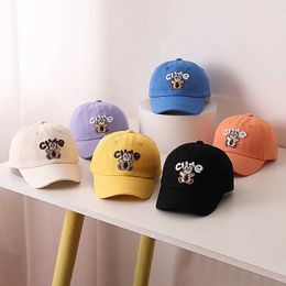Caps Hats Korean New Kids Baseball Caps Cute Cartoon Bear Boy Girl Adjustable Peaked Hats For Baby Spring Autumn Outdoor Kids Sun Hats Y240514