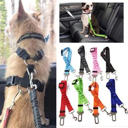 Dog Collars Adjustable Seat Belt Safety Traction Rope Car Seatbelt Dogs Durable Nylon Reflective Fabric Tether Travel Pet Supplies