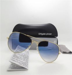 Quality Glass Lens Sunglasses Women Men UV400 Unisex Eyewear Gradient Pilot Luxury 58MM 62MM Mirror Vintage Goggle With Box Case9003133