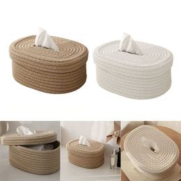 Tissue Boxes Napkins Tissue box cotton rope woven tissue box storage box desktop storage box paper drawer box home office car decoration B240514
