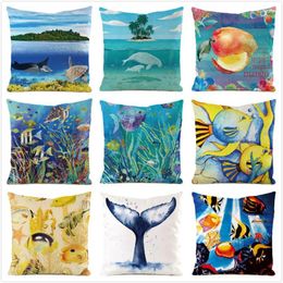 Pillow 45cm Ocean Inimitated Silk Fabric Throw Covers Couch Cover Home Decorative Pillows Case