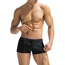 Men's Shorts Mens Double Briefs Mesh Buttock Lifting Thong Breathable Lace Up Swimming Trunks Above Knee Swim With Pocket Summer