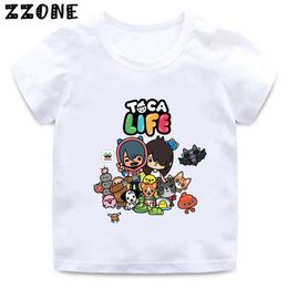 T-shirts Toca Life World Print Cartoon Childrens T-shirt Cute and Fun Girl Clothing Baby Boy T-shirt Summer Childrens TopL2405