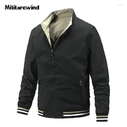 Men's Jackets Spring Autumn For Men Double Sides Wear Military Jacket Windbreaker Coat Stand Collar Jaqueta Masculina Clothing