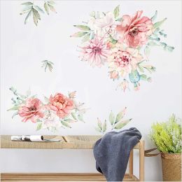 Stickers Colorful Spring Flowers Wall Sticker TV Background Sofa Decoration Home Decor Beautiful Peony Wall Decal 3D Garden Wedding Decor