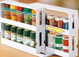 2 Tier Slim Slide Rotatable Pushpull Rack Food Storage Shelves Kitchen Trolley Cabinet Caddy Spice Rack Kitchen Accessories 210704523763