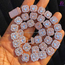 Pass The Diamond Test Hip Hop Jewellery 10Mm 12Mm Sterling Sier Ice Out VVS Moissanite Rock Candy Cube Sugar Cuban Chain