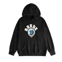 Rhude High end designer Hoodies for mens hiphop sweater mens autumn hooded spring and autumn high street trendy jacket With 1:1 original labels