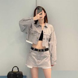 Mens Jackets High Version Coat For Women In Autumn Slim Fitting Long Sleeved Pockets Button Up Short Denim Drop Delivery Apparel Cloth Dhcfl