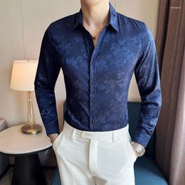 Men's Casual Shirts Fine Senior Sense Of Printing Trend Fashion Light Luxury Slim-fit All-in-one Long-sleeved Shirt Loose Youth