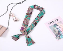 Fashion new satin lady039s mini scarf printed short silk scarf decoration joker trend scarf whole9917727