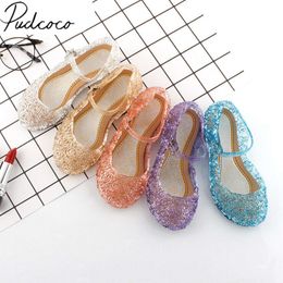 2019 Crianças entupidas de moda infantil Cosplay Sandals Crystal Princess Hollow Out Candy Color Shoes L2405 L2405