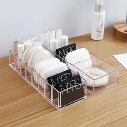 Storage Boxes Cosmetics Box Household Supplies Waterproof And Washable Transparent Save Space For Home Lipstick Skin Care Shelf 6 Grid