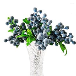 Decorative Flowers Single Branch Artificial Berry Fake Red Berries Cherry 6 Colours Christmas Flower Stamen For Home Year Decoration