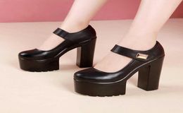 Plus Size 3243 Block Heel Platform Pumps Women Shoes 2021 Spring Fall Mary Jane Shoes High Heels Shoes Ladies Black White X05267468372