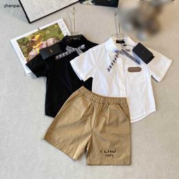 Top boys girls Siblings set summer child tracksuits Size 100-150 kids Short sleeved shirt and khaki shorts Short skirt 24Feb20