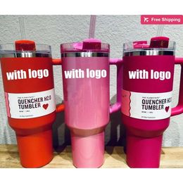 Us Stock Limited Edition the Quencher H20 40oz Mugs Cosmo Pink Parade Tumblers Insulated Car Cup stanliness standliness stanleiness standleiness staneliness KM2B