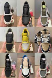 Authentic Fragment 1 Low OG Black Olive Shoes Reverse Mocha High Sail Military Blue Shy Pink Black Phantom WMNS Canary Golf Olive Cactus Jacks Sneakers With Box
