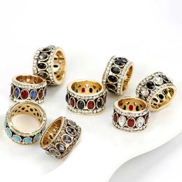 Wedding Rings Vintage Finger Ring Womens Round Oval Resin Crystal Caesar Antique Gold Mens Jewelry Q240514