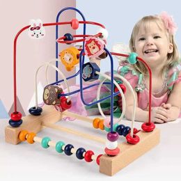 sori wooden toy childrens circular bead line maze roller coaster early childhood education puzzle toy S516