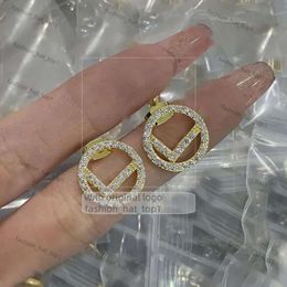 Fendiearring Stud Diamond Earrings Designer for Mens Women Gold Hoop Earring F 925 Silver Luxury Hoops Brand Letter Design Dangle Small Fashion Jewelry with Box 98a1