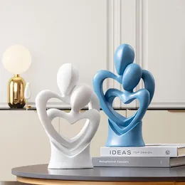 Decorative Figurines Modern Minimalist Creative Abstract Character Couple Ornaments Heart-to-heart Resin Gift